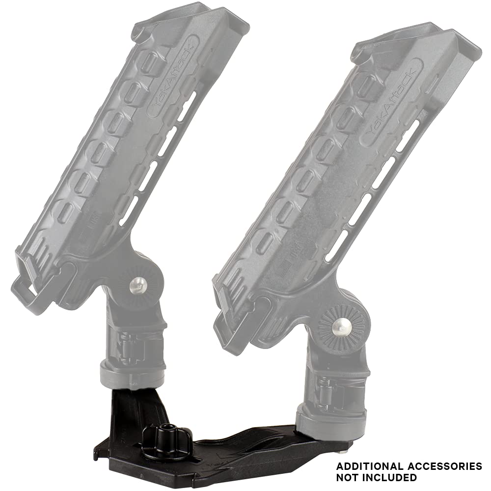 YakAttack Track Mount DoubleHeader | Dual Accessory Mount for Kayak Gear | LockNLoad Compatible | Offset Paddle Holder & Rod Holder Base | Made in USA
