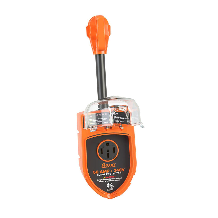 Surge Protector Arcon 19759, Portable, 50 Amp, 240 Volt, with Plug Head Handle Grip, 7200 Joules of Power Surge Protection