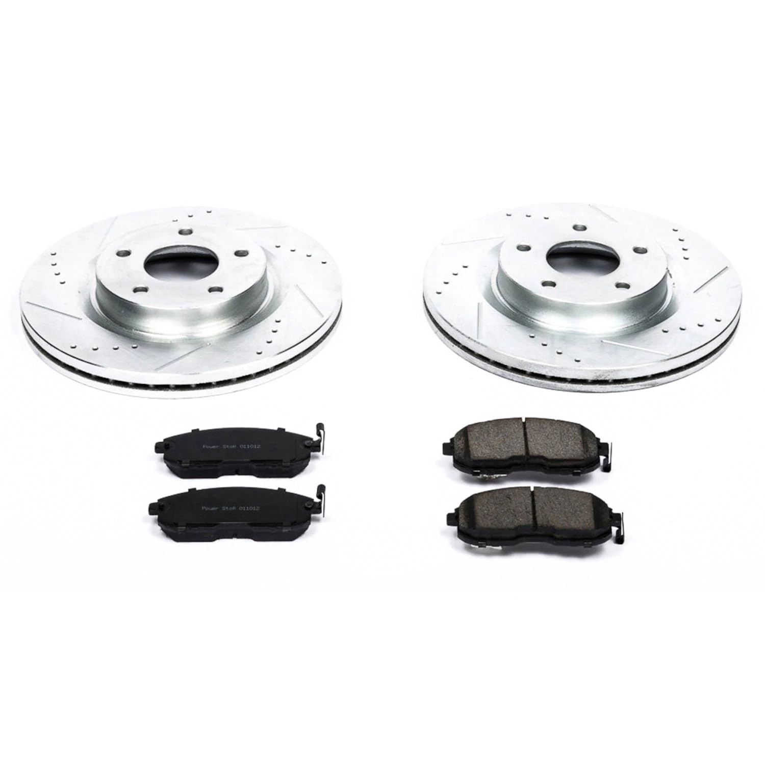 Power Stop K241 Front Brake Pads Z23 Carbon Fiber with Drilled & Slotted Brake Rotors Kit For Nissan Altima 2007-2013 [Model Specific]