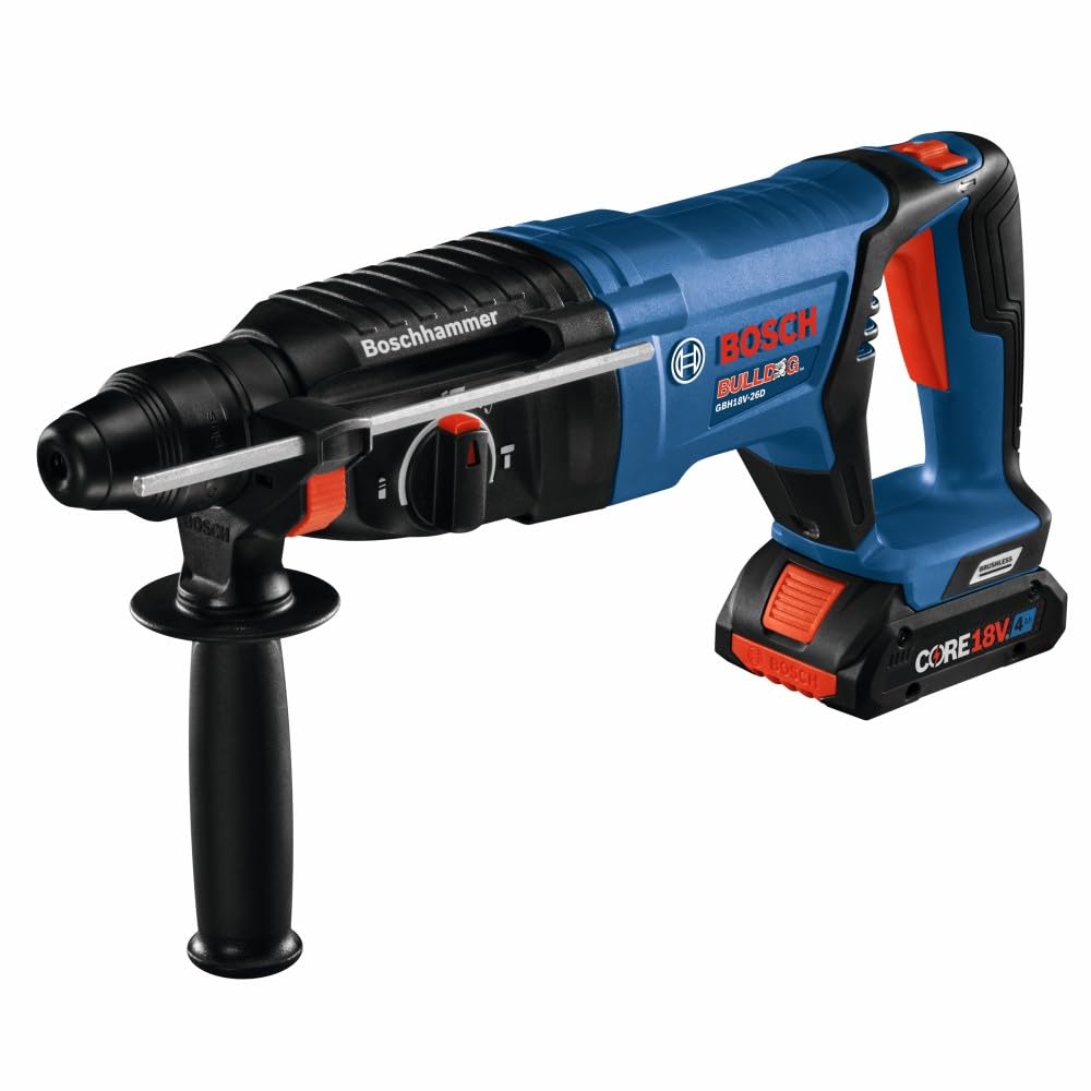 Bosch 18V GBH18V-26DK15 EC Brushless SDS-plus® Bulldog™ 1 In. Rotary Hammer Kit with (1) CORE18V® 4 Ah Advanced Power Battery