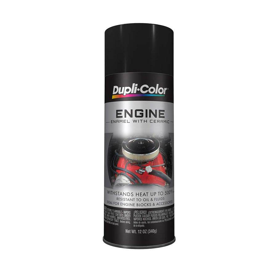 Engine Enamel Spray Paint Dupli-Color DE1634 with Ceramic - GM/Chrysler Low Gloss Black - 12 oz Aerosol Can