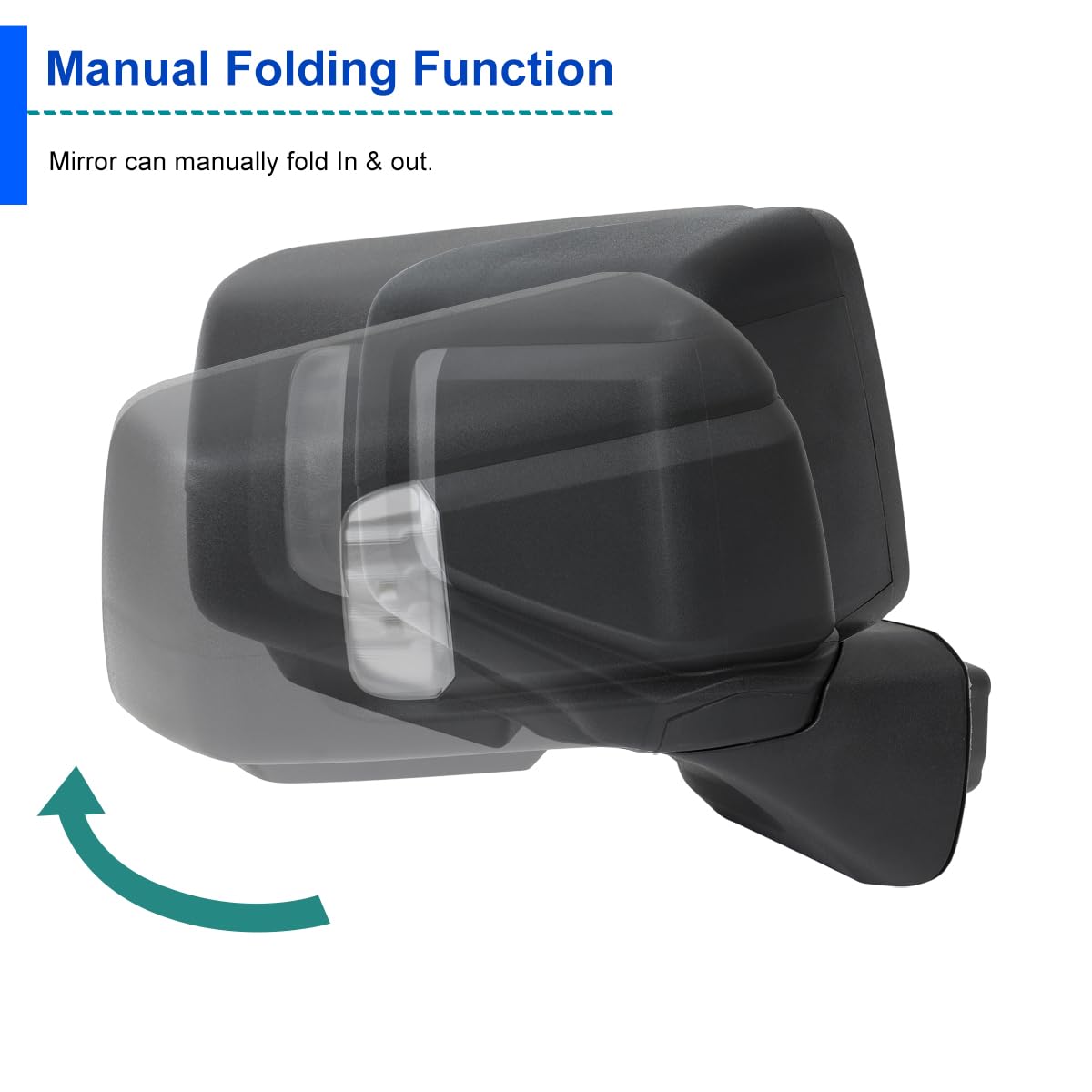 Spec-D Tuning Black Right Passenger Side Power Heated Manual Adjust Side Mirror w/Blind Spot + Temp Sensor Compatible with 2019-2025 Chevy Silverado 1500