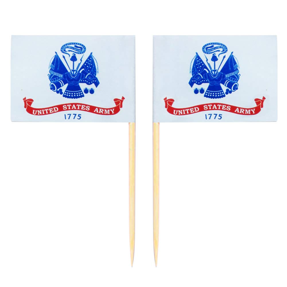 100pcs/Set szlsl88 Toothpick Flag Parade Decor Party Stick Fruit American Police Home Garden Office Mini Portable Fade Resistant Bar Paper (Army)