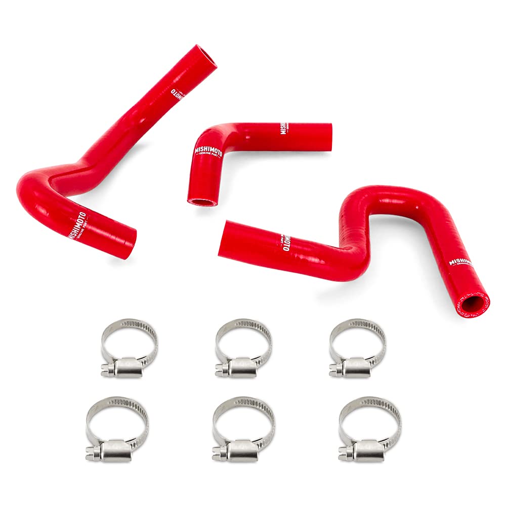 Mishimoto Silicone Heater Hose Kit MMHOSE-4RUN34-96HHRD Compatible With Toyota 4Runner 3.4L 1996-2002 W/O Rear Heater, Red