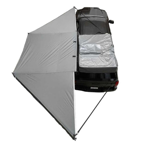HD Nomadic 180 - Overland Vehicle Systems Awning W/Extended Poles High Roof, Universal, Grey Body, Green Trim W/Black Travel Cover