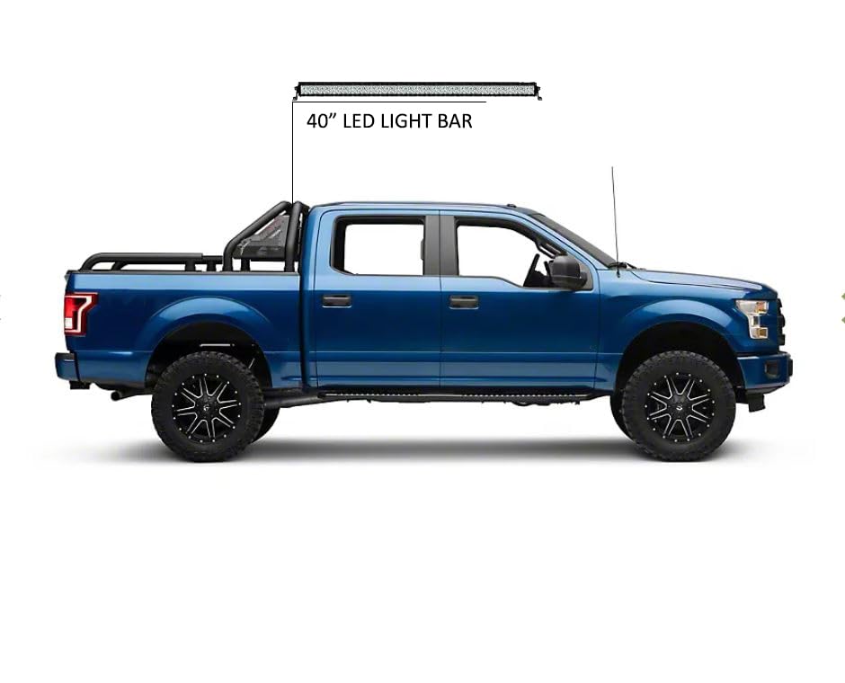 Gladiator Roll Bar Black Horse Modular Black W/40 LED Light Bar Compatible with Universal Roll Bar for 1/2 Ton Trucks (GM-Ford-Dodge- Tundra) -GLRB-01B-KIT