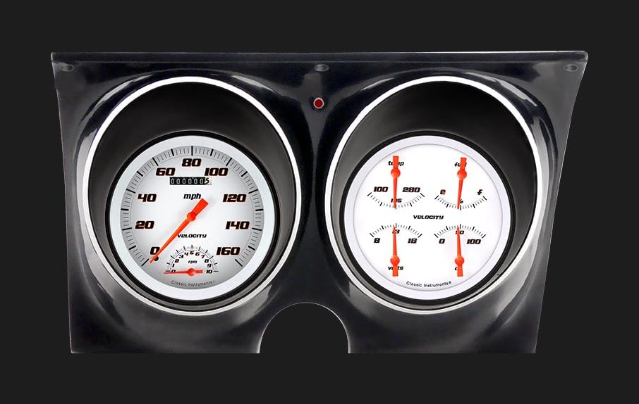 Velocity White Classic Instruments CAM67VSW Direct Fit Gauge Set Compatible with 1967 Camaro