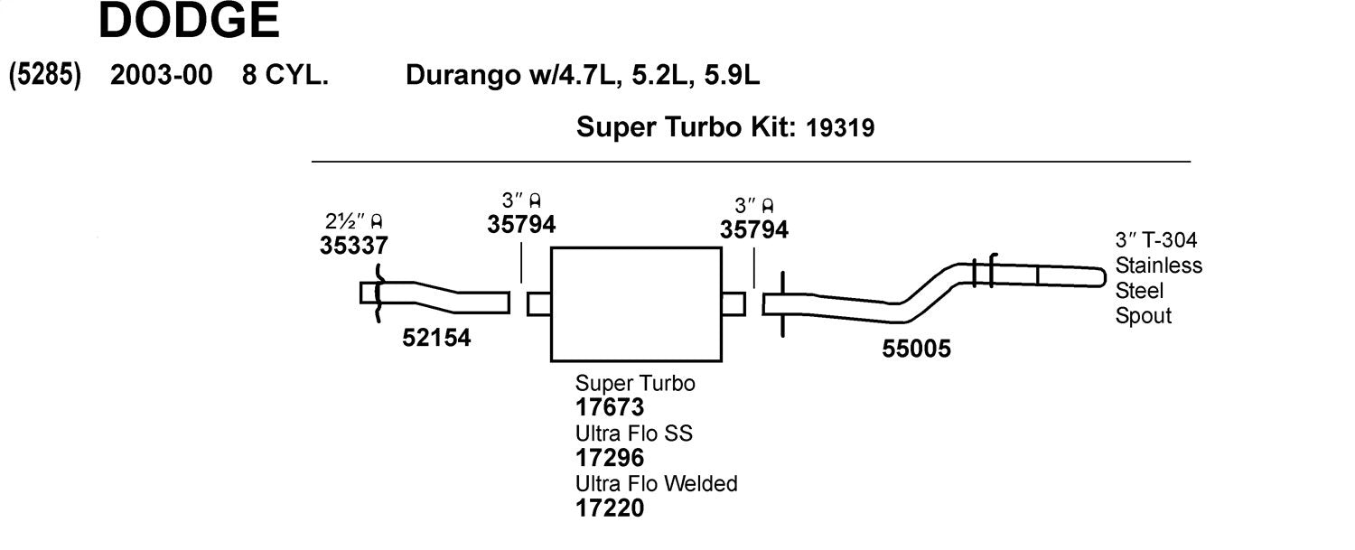 Exhaust Pipe Dynomax 52154 for Dodge Durango