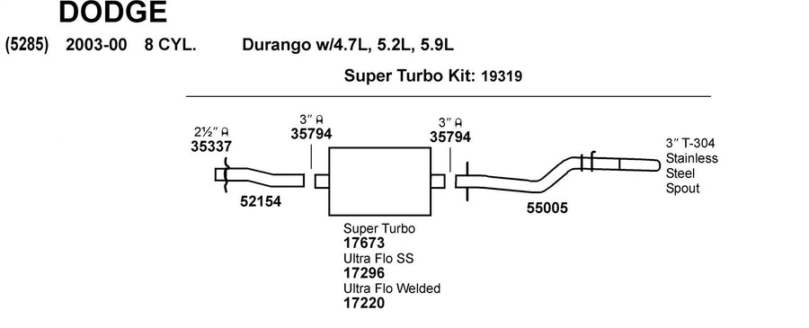 Exhaust Pipe Dynomax 52154 for Dodge Durango
