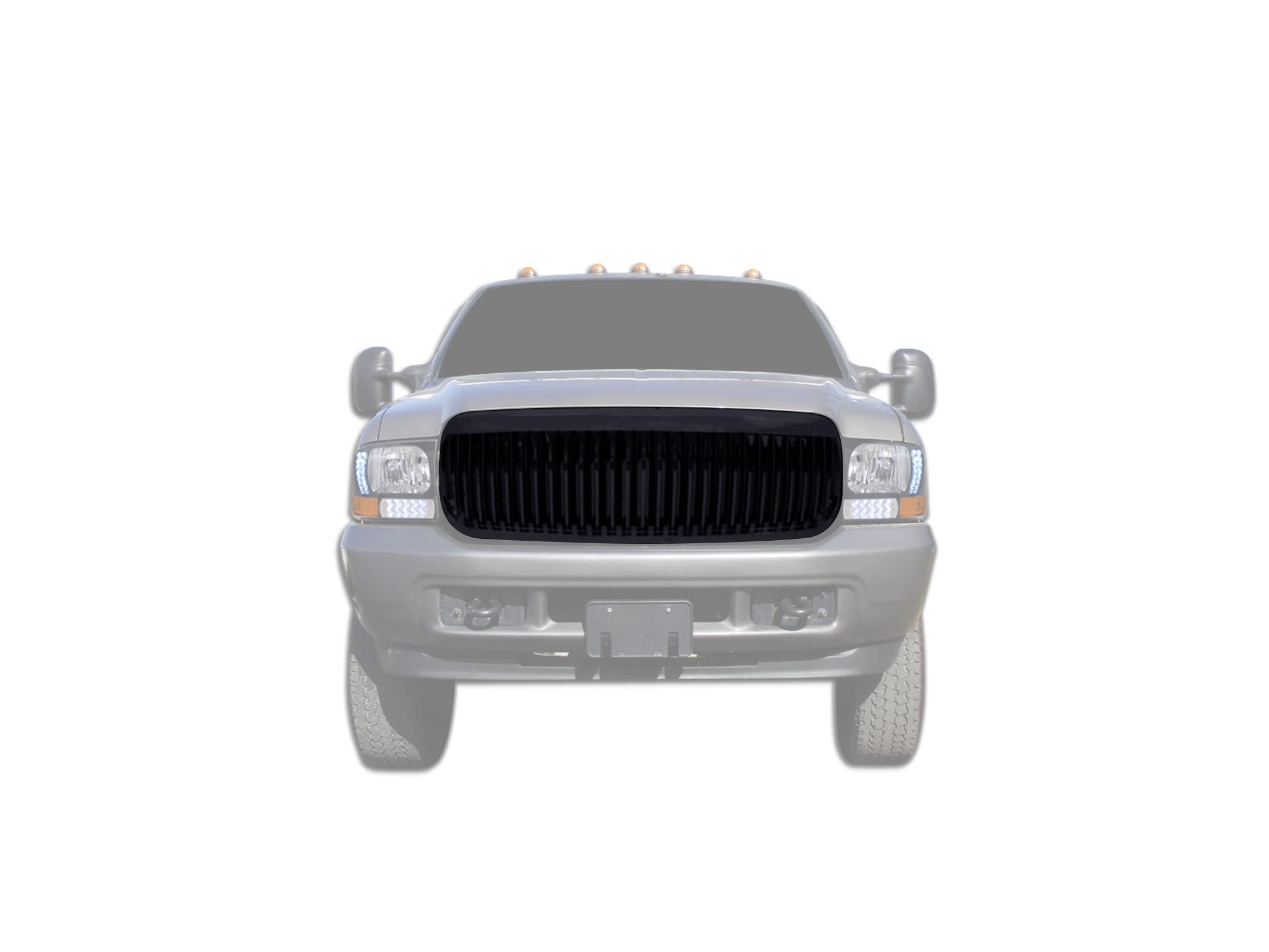 Vertical Front Hood Grille Armordillo USA - Gloss Black Fits 2000-2004 Ford Excursion