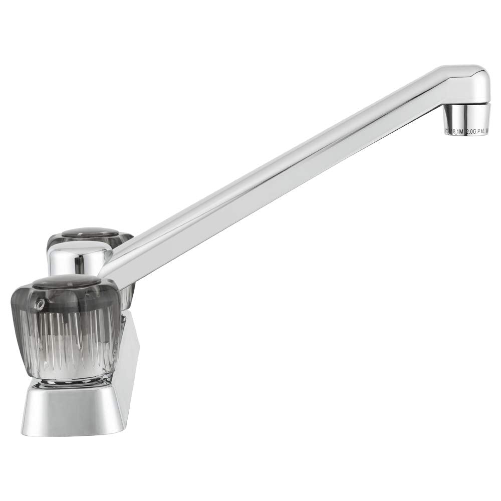 Dura Faucet Two Handle RV Kitchen Sink Faucet with Smoked Crystal Acrylic Knobs