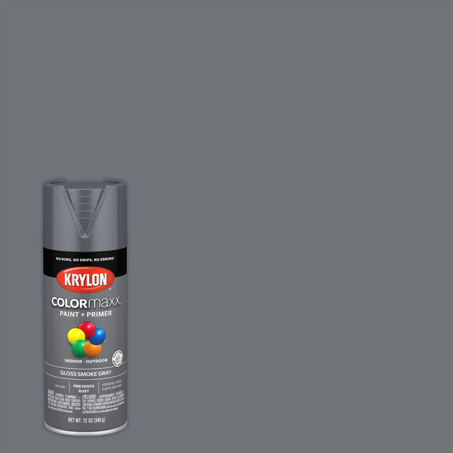 Krylon K05539007 Spray Paint and Primer COLORmaxx for Indoor/Outdoor Use, Gloss Smoke Gray, 12 Ounce (Pack of 1)