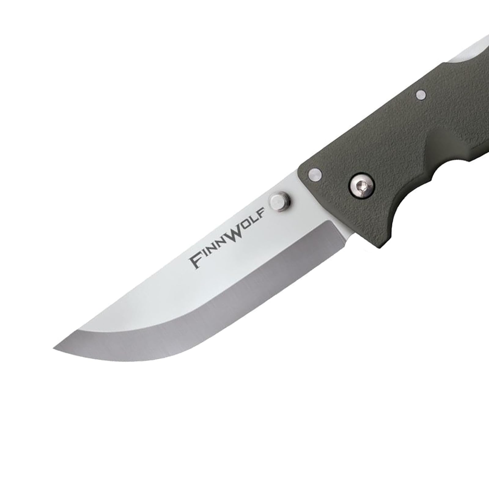 COLD STEEL 3.5in Finn Wolf AUS8A Razor-Sharp Straight Back Blade 4.375in Griv-Ex OD Green Handle Hunting Folding Knife, Boxed