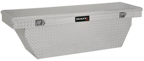 TrailFX Single Lid Tool Box Deep Crossover with Struts Polished 16-Gauge Diamond Tread Aluminum 12.7 Cubic Foot 72" Length x 19-1/4" Width x 19-1/2" Height With Plastic Tray TrailFX 111721