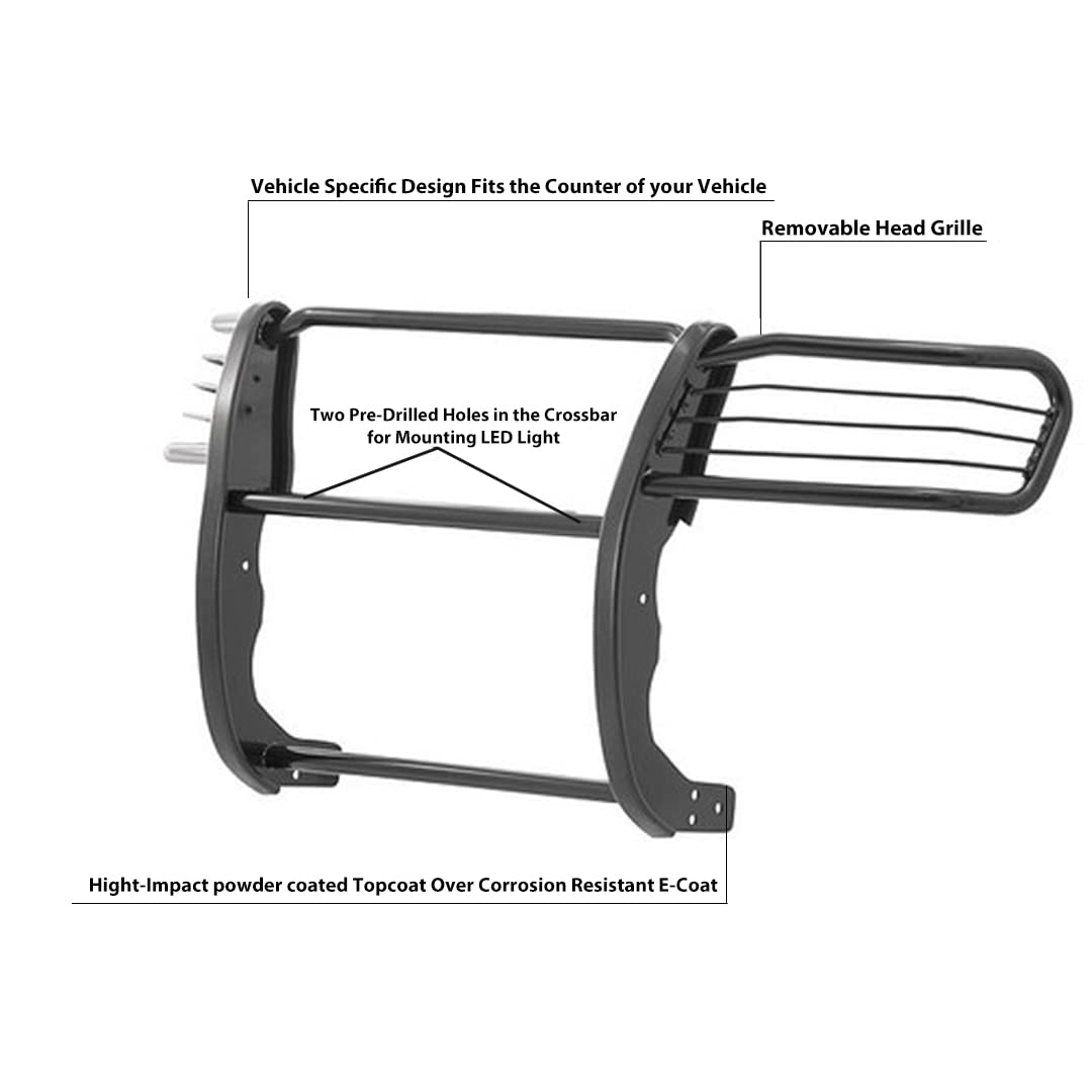 Grille Brush Black Horse Bumper Guard Modular Compatible with 2005-2015 Toyota Tacoma-17A096400MA