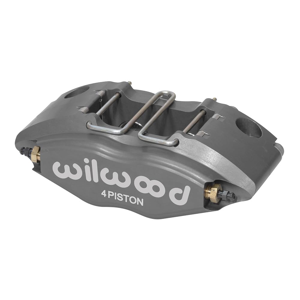 Wilwood Powerlite Brake Caliper, 4 Piston, Aluminum, Gray Anodized, 11.000 in OD x 0.860 in Thick Rotor, 5.080 in Radial Mount, Each