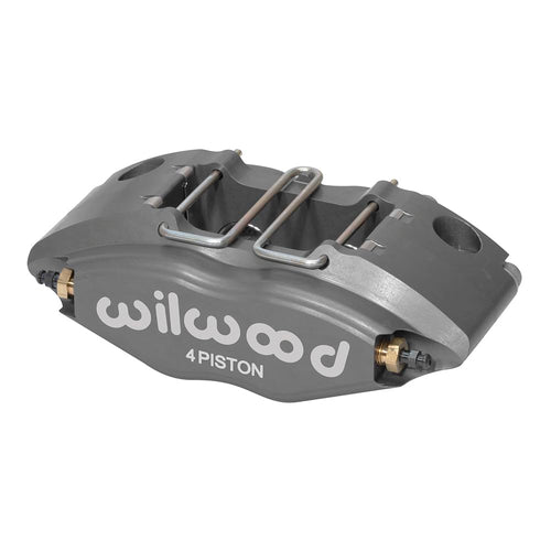 Wilwood Powerlite Brake Caliper, 4 Piston, Aluminum, Gray Anodized, 11.000 in OD x 0.860 in Thick Rotor, 5.080 in Radial Mount, Each