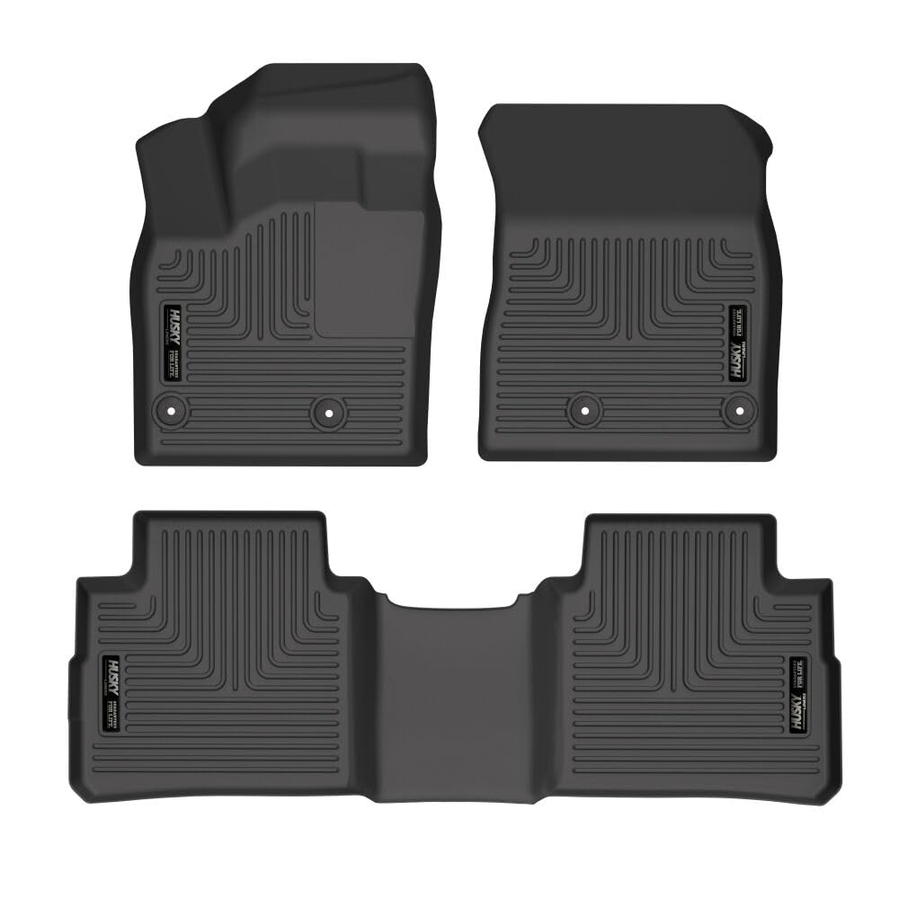 Husky Liners Floor Mats Weatherbeater | Fits 2021-2025 Nissan Rogue | Front & 2nd Row, 3-pc Black - 95081
