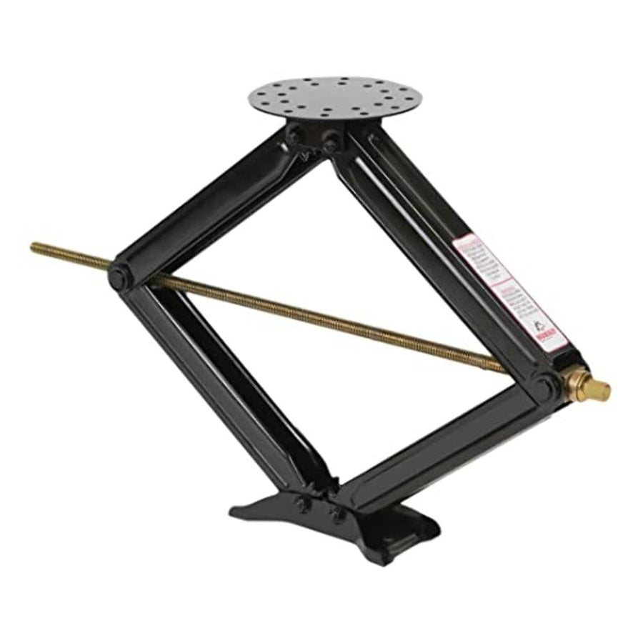 Leveling Jack Husky Towing 88124 for RV Frame - Manual Scissor Jack with Round Support Plate, 5000 lb Capacity, 30 Inch Max Lift, Black Powder Coated Steel, Set of 2 with Crank Handle