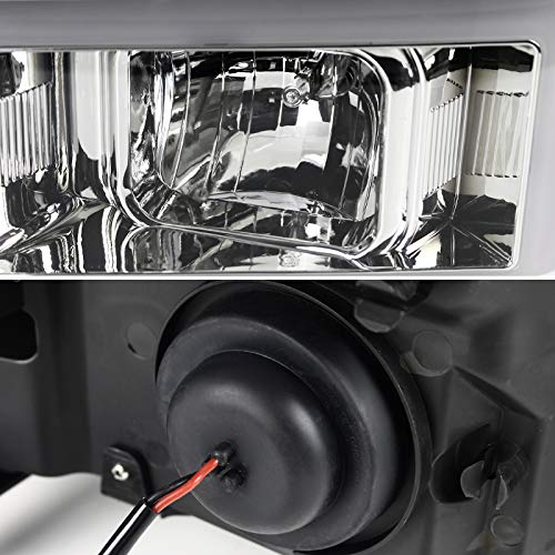 Chrome LED Bar Projector Headlights SPEC-D TUNING Compatible with 2007-2013 GMC Sierra Models 1500 1500HD 2500HD 3500HD, Left + Right Pair Headlamps Assembly