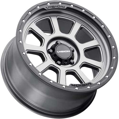 350 OJOS Vision Custom Wheel - 17x9, 12 Offset, 5x139.7 Bolt Pattern, 108mm Hub - Satin Gray with Satin Black Lip Rim