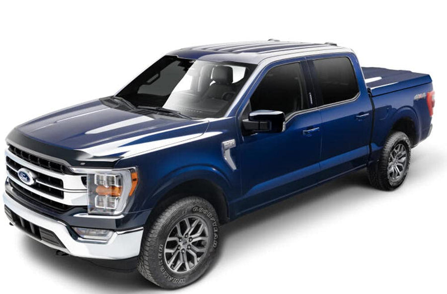 Aeroskin Hood Protector Auto Ventshade [AVS] | Fits 2021 - 2025 Ford F-150, (Excludes Tremor, Platinum, King Ranch) | Low Profile Deflector / Bug Shield - 1 pc., Smoke | 322196