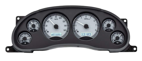 Dakota Digital VHX-94F-MUS-S-W Analog Dash Gauge System Compatible with 1994-2004 Ford Mustang Silver Alloy Style White Backlighting