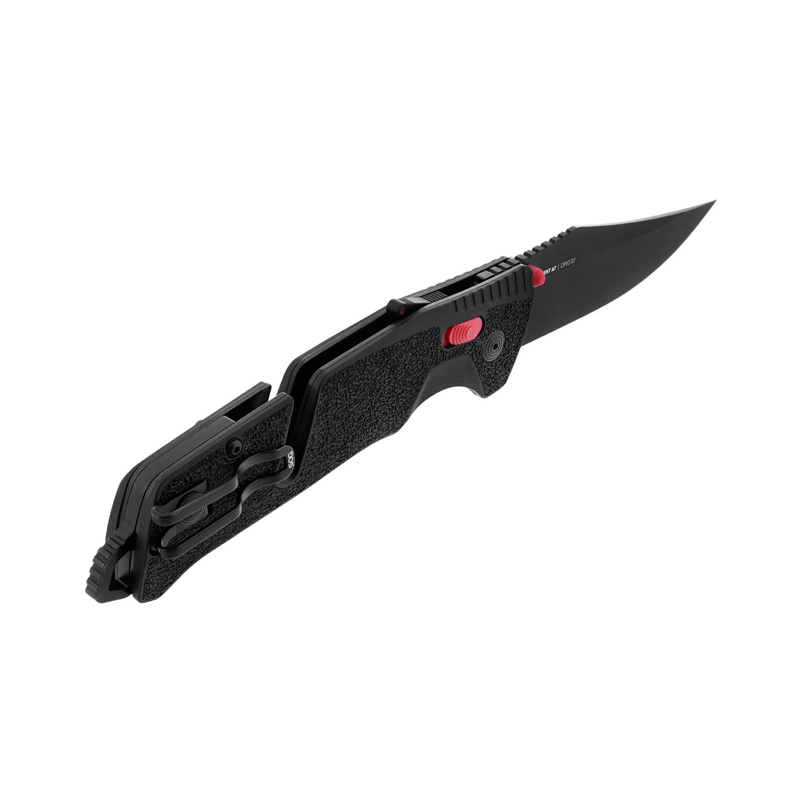 Ambidextrous SOG Trident Professional Straight Folding Knife | Heat-Treated CRYO D2 3.75" Stainless Steel Blade, Black/Red