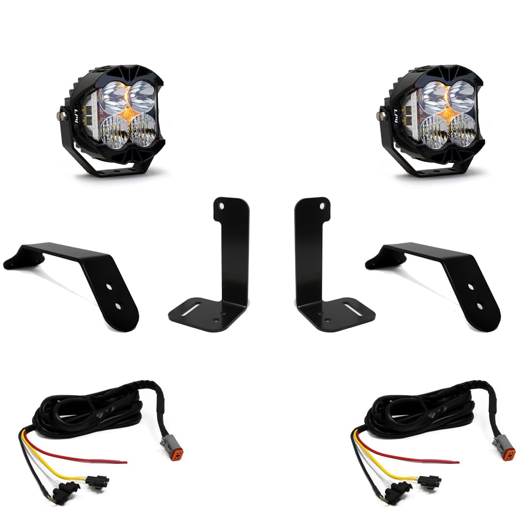 Baja Designs LED Pro LP4 Bumper Light Kit for Jeep Gladiator 2020-22, Wrangler JL 2018-22 with OEM Plastic Bumper - Includes Wiring Harness (Driving/Combo Clear Lens)