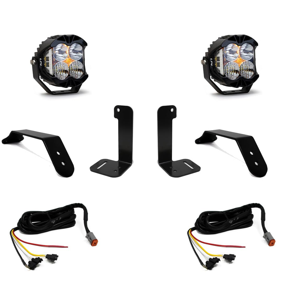 Baja Designs LED Pro LP4 Bumper Light Kit for Jeep Gladiator 2020-22, Wrangler JL 2018-22 with OEM Plastic Bumper - Includes Wiring Harness (Driving/Combo Clear Lens)