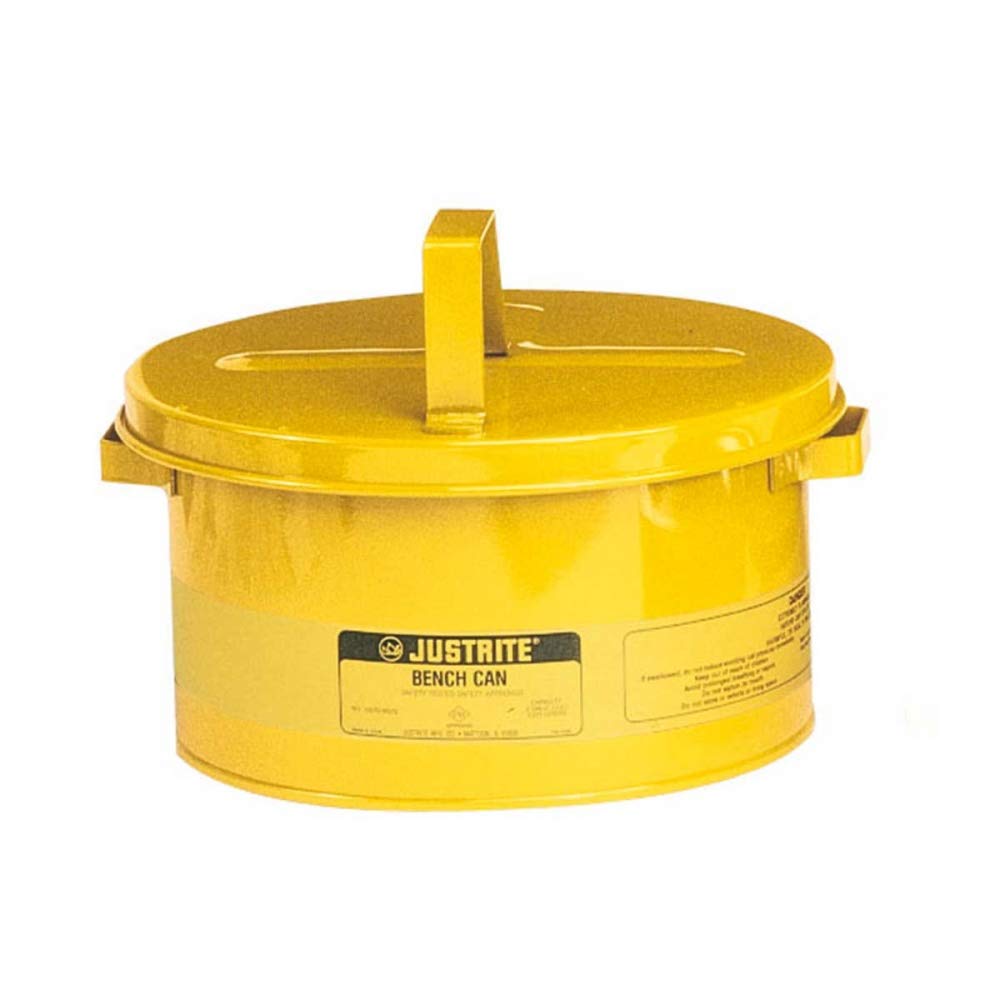 Steel Justrite Bench Can, 8L Capacity, Yellow