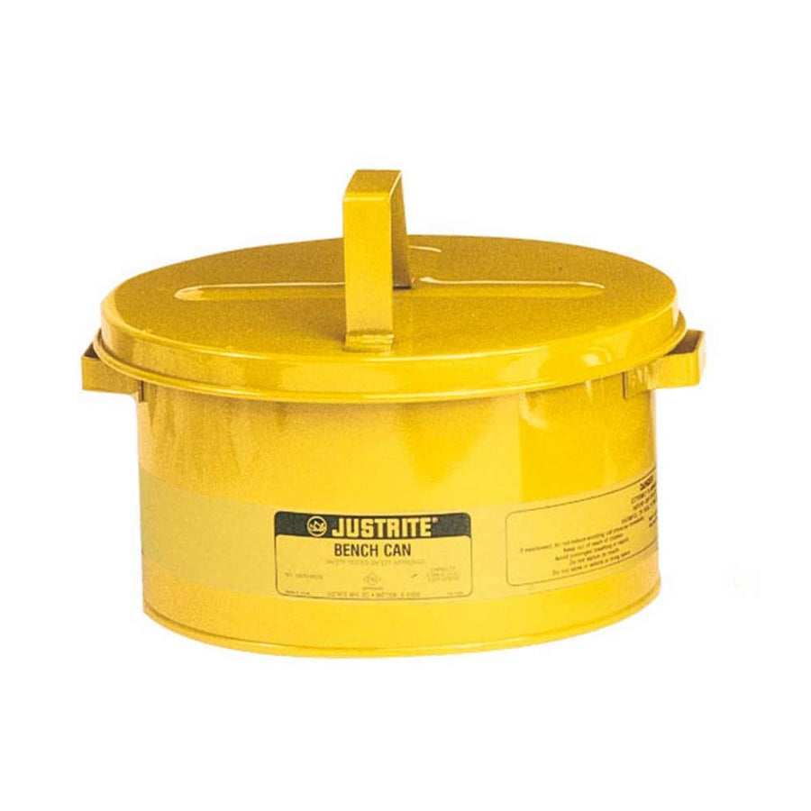 Steel Justrite Bench Can, 8L Capacity, Yellow