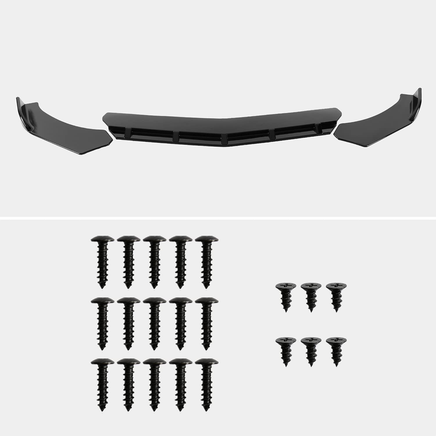 Glossy Black PP Spec-D Tuning Universal Front Bumper Lip Spoiler Splitter Body Kits 3PC