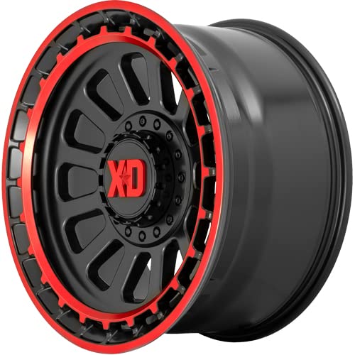 20x10 XD856 OMEGA, Bolt Pattern: 8x170/, Offset: -18, SATIN BLACK MACHINED LIP WITH RED TINT, set of 1