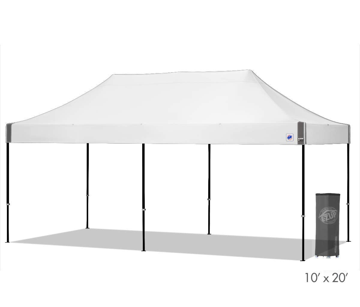 E-Z UP Instant Shelter Eclipse Canopy, 10' x 20', Black Steel Frame and Professional Grade White Top