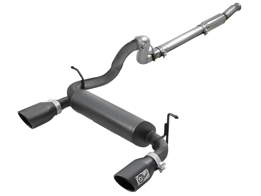 Rebel Series aFe Power 49-48096-B 3 IN to 2-1/2 IN 409 Stainless Steel Cat-Back Exhaust w/Black Tip, fits Jeep Wrangler (JL) 18-21 L4-2.0L (t)