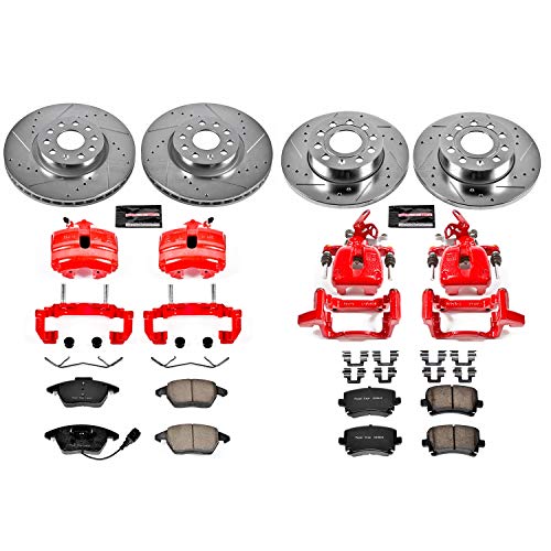 Power Stop Z23 Evolution Sport Performance Brake Kit with Caliper, Front and Rear, 1 Pack For Audi A3 2008, Volkswagen Jetta 2006-2010 [Model Specific]