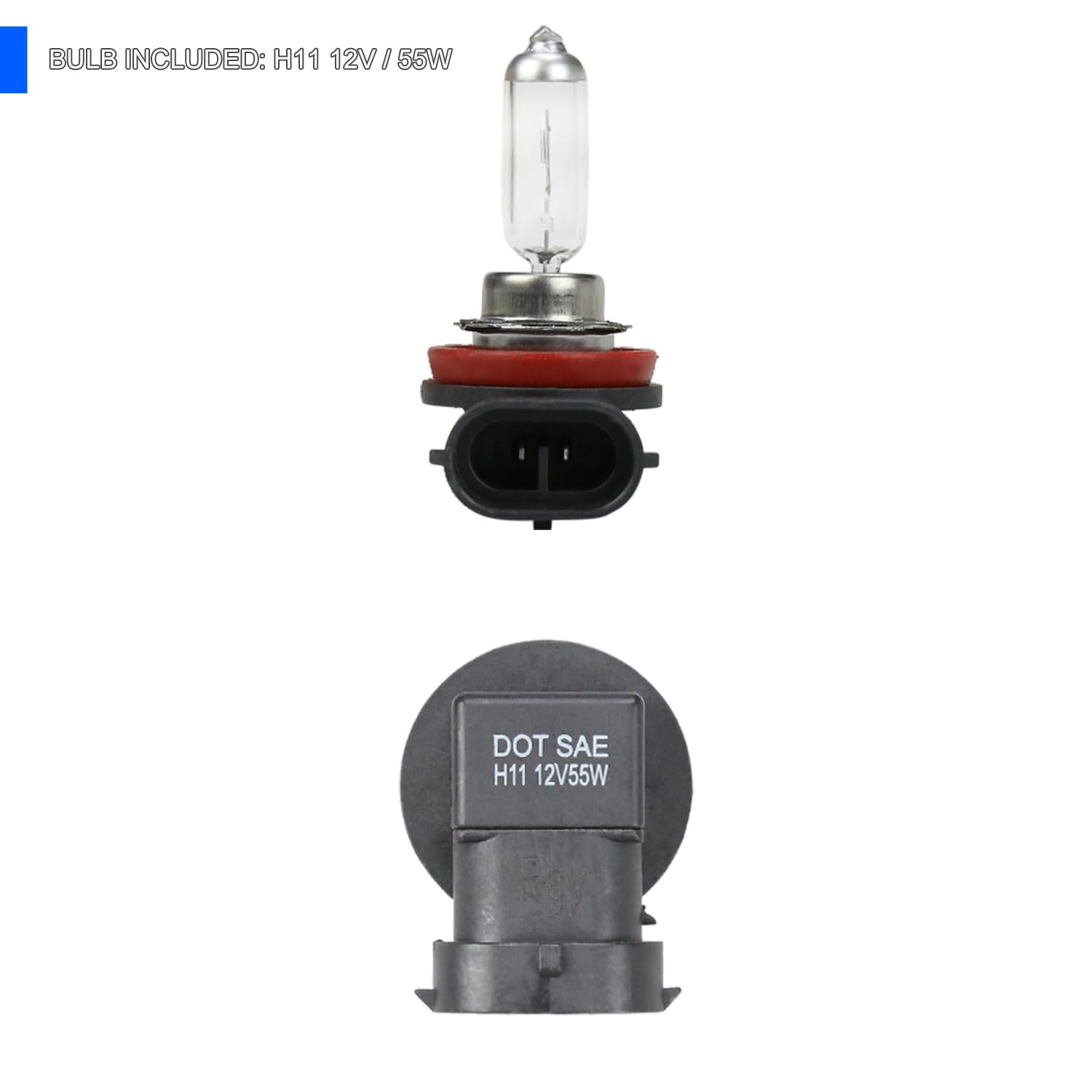 Fog Lights SPEC-D TUNING + H11 Bulbs + Switch Compatible with 2018-2019 Toyota Sienna, L+R Pair Assembly