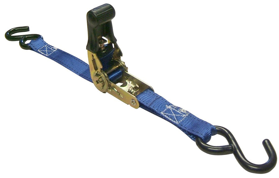 1" x 15' Blue Erickson 31415 Rubber Handle Ratcheting Tie-Down Strap, (Pack of 4)