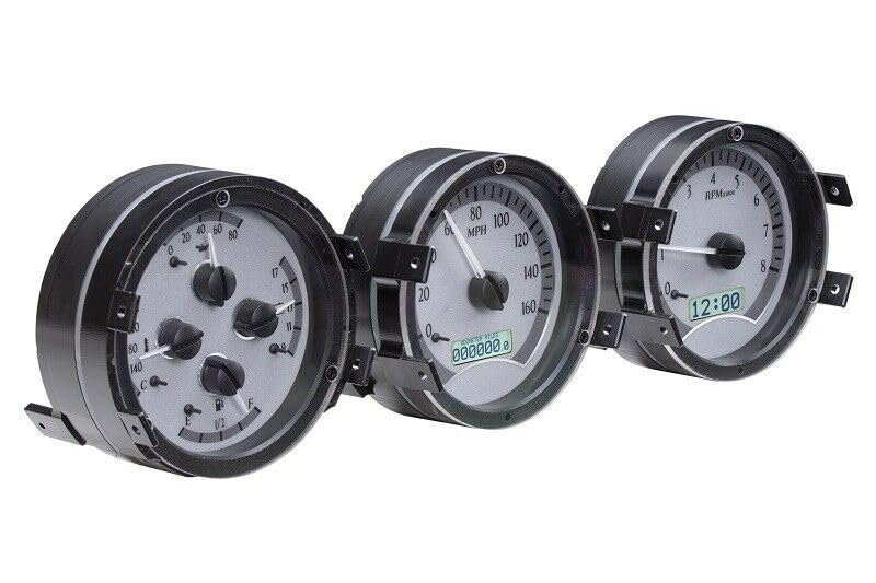 Dakota Digital VHX-68O-CUT-S-W Analog Gauge System Compatible with 1968 Oldsmobile Cutlass, F-85 and 444 Silver Alloy White Backlighting