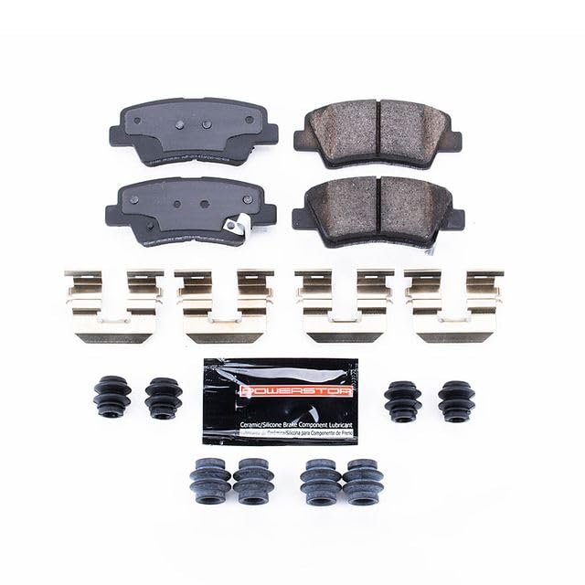 Power Stop Z23-1446 Z23 Evolution Sport Rear Carbon Fiber Infused Ceramic Brake Pads with Hardware For Hyundai Azera 2009-2011, Hyundai Sonata 2009-2010 [Model Specific]