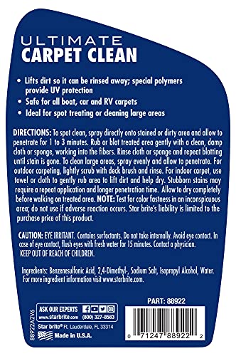 Ultimate STAR BRITE Carpet Clean Spray - High-Performance Marine Cleaner for Boats, Bass Boats - Removes Tough Stains & Odors - Easy to Use - Ideal for Car, Home, and RV (088922P)