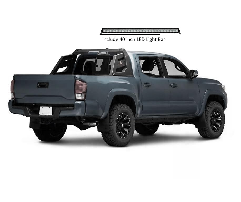 Armour Black Horse Roll Bar Matte Black Includes 1 40" LED Light Bar Compatible with 2015-2022 Chevrolet Colorado|2015-2022 GMC Canyon|2015-2024 Toyota Tacoma-RB-AR3B-KIT