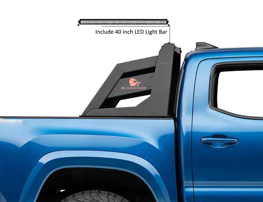 Armour Black Horse Roll Bar Matte Black Includes 1 40" LED Light Bar Compatible with 2015-2022 Chevrolet Colorado|2015-2022 GMC Canyon|2015-2024 Toyota Tacoma-RB-AR3B-KIT