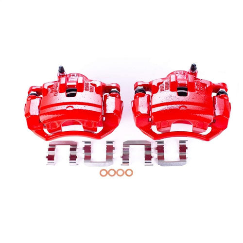 Power Stop Pair of High-Temp Red Powder Coated Front Calipers For Hyundai Tucson 2010-2011, Kia Sportage 2011 [Model Specific]