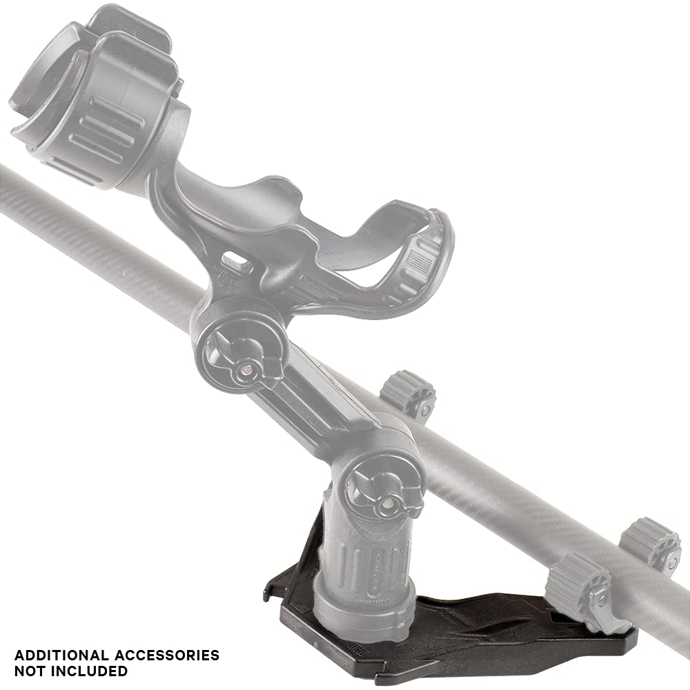 YakAttack Track Mount DoubleHeader | Dual Accessory Mount for Kayak Gear | LockNLoad Compatible | Offset Paddle Holder & Rod Holder Base | Made in USA