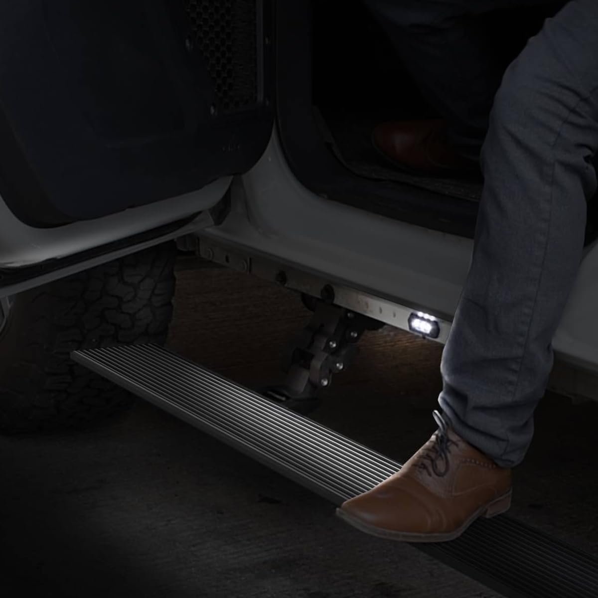 Volt Power Running Boards RealTruck for Toyota Tacoma (2024-2025) Double Cab | Aluminum, Textured Black | 20443273PC | Electric Powerstep & Retractable Steps