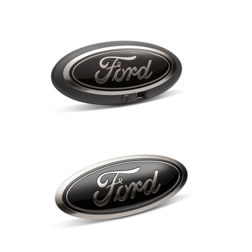 Ford OEM M-1447-F15BC Front Grille & Black Rear Tailgate Emblems for 2018-2020 F-150 with Front Grille Camera