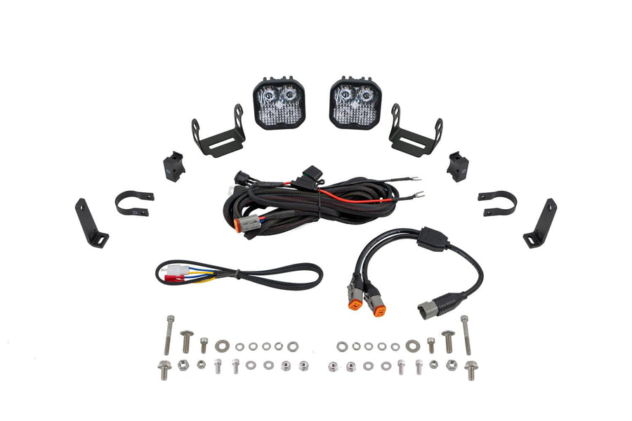 Diode Dynamics SS3 LED Pod Light Kit Bumper compatible with Polaris RZR Pro 2020-2023, White Combo Sport