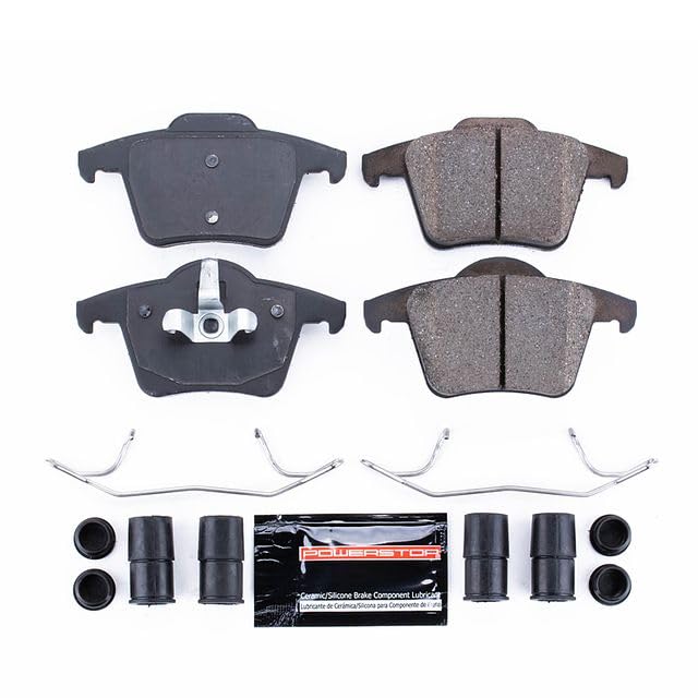 Power Stop Z23-980 Z23 Evolution Sport Carbon Fiber Infused Ceramic Brake Pads Rear with Hardware For Volvo XC90 2003-2014 [Model Specific]